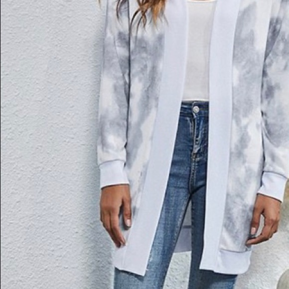 Blue & White Tie Dye Open Cardigan #0746 - Picture 2 of 8